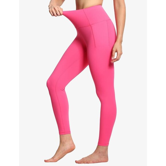 🆕Women Pink Tummy Control Leggings with Pockets High Waist Athletic Yoga Pants - Picture 4 of 6